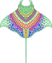 manta colorful mandala design - obrazy, fototapety, plakaty