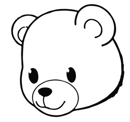 Black and white cute cartoon bear head. Coloring book for the children. Vector illustration