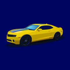Obraz premium Vector drawing like a photo of a yellow sports car. Sports car. Vector illustration. Wallpaper.