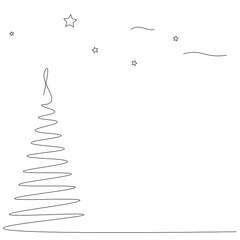 Christmas background with tree line drawing
