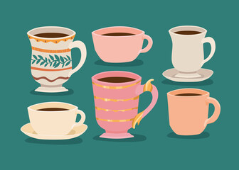 six coffee cups