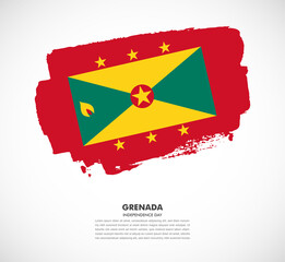 Hand drawn brush flag of Grenada on white background. Independence day of Grenada brush illustration