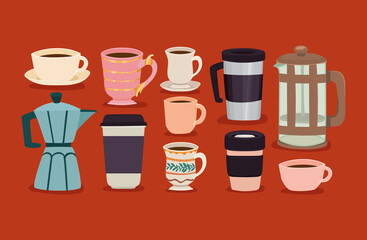 ten coffee cups
