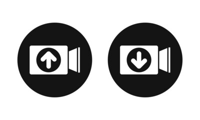 Upload or download video button icon. Illustration vector