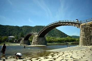 Tableaux ronds sur plexiglas Le pont Kintai 錦帯橋の夏