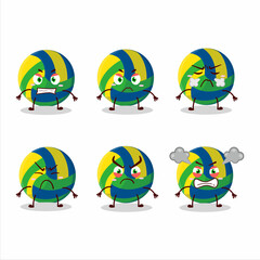 Volleyball cartoon character with various angry expressions
