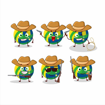 Cool cowboy volleyball cartoon character with a cute hat