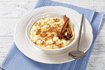 sweet rice pudding with cinnamon and anise star