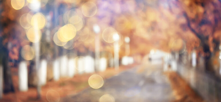 abstract blurred autumn background park, city fall nature october