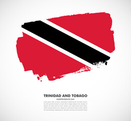 Hand drawn brush flag of Trinidad and Tobago on white background. Independence day of Trinidad and Tobago brush illustration