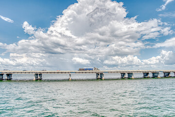 18 wheeler crossing bridge before storm