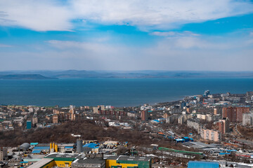 Vladivostok, Russia - 24 March, 2019: View from the hill Refrigerator
