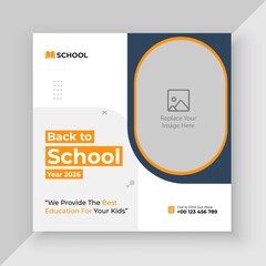 School Admission Social Media Post Design, Back to School Social Media Post Template