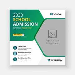 School Admission Social Media Post Design, Back to School Social Media Post Template
