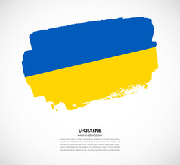 Hand drawn brush flag of Ukraine on white background. Independence day of Ukraine brush illustration