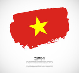 Hand drawn brush flag of Vietnam on white background. Independence day of Vietnam brush illustration