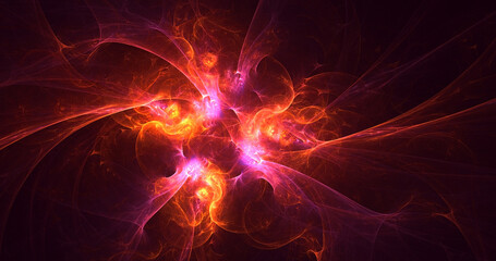 3D rendering abstract multicolor fractal light background