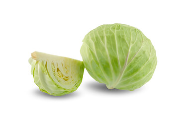 green cabbage isolated on white background