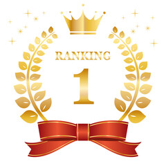ランキング1 月桂樹 月桂冠 金色 ゴールド リボン
