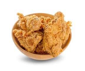 Heap of fried spicy chicken isolated on white background