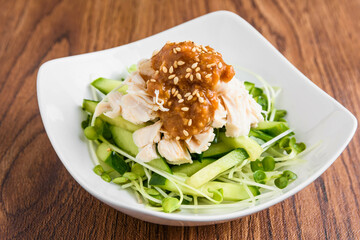 ササミとキュウリの胡麻味噌