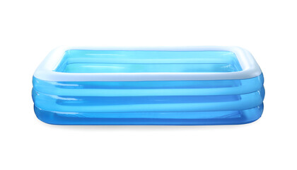 Inflatable paddling pool blue, without water empty. pool kiddy isolate.