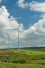 wind turbine on a hill, dobrogea region, romania