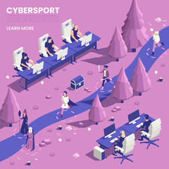 Cyber Sport Isometric Poster