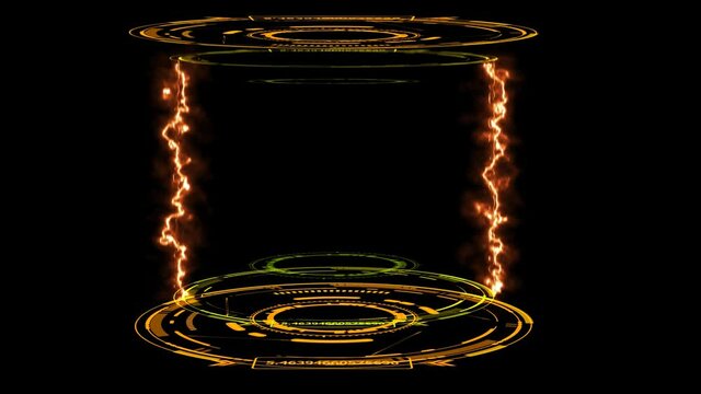 digital laboratory capsule with laser flame energy on the black screen