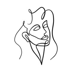 Continuous one line portrait of beautiful girl.