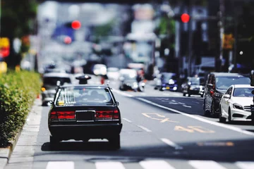 Foto op Canvas 日本の道路とタクシー © beeboys