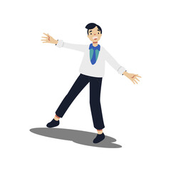 Flat character, vector illustrator, happy boy jumping
