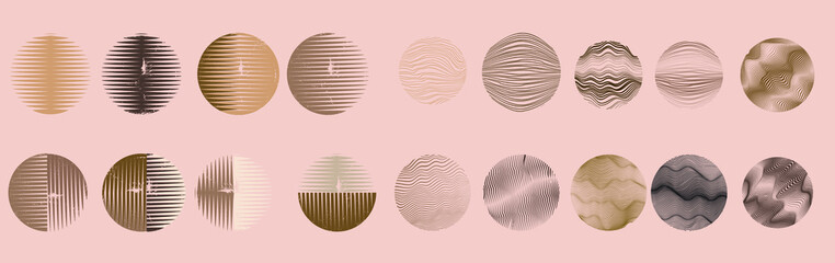 Trendy design elements  . Contemporary abstract vector striped geometric background pattern .Hand drawn wavy lines round shapes .