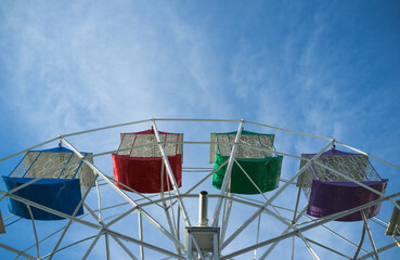 Ferris wheel on sky background