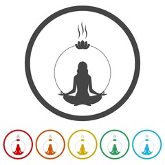 Buddhist yoga pose ring icon isolated on white background