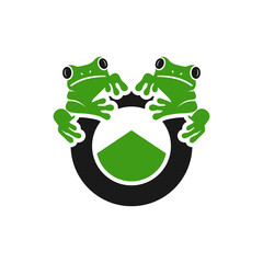 two frog reptile illustration logo design