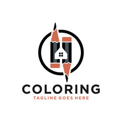 house building architect illustration logo