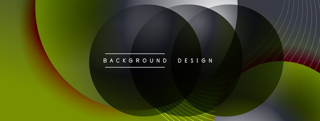 Gradient circles with shadows. Vector techno abstract background. Modern overlapping forms wallpaper background, design template