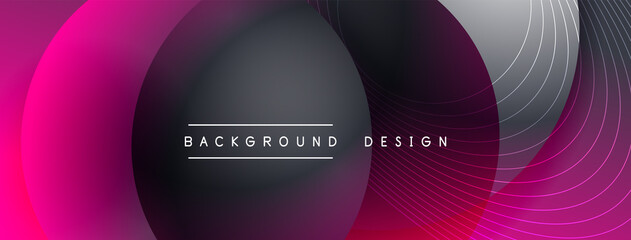 Obraz premium Gradient circles with shadows. Vector techno abstract background. Modern overlapping forms wallpaper background, design template