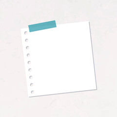 White notepaper with a blue Washi tape sticker vector