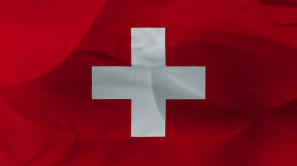 Close up 3d video 4k waving flag Suisse