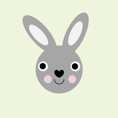 Funny gray hare with a smile. 