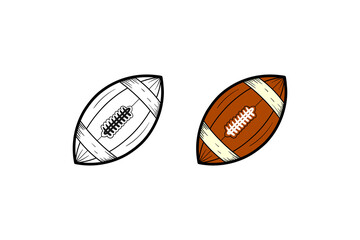 American football hand drawn illustration sketch and color