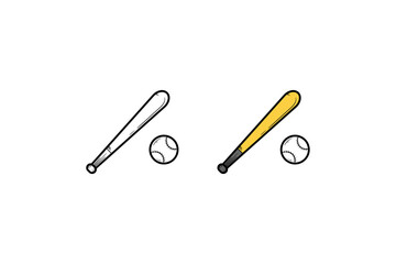 Obraz premium Baseball hand drawn illustration sketch and color