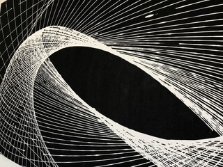 Black and white pendulum geometric painting