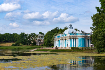 St.Petersburg, Russia - June, 27, 2021: Park near the Catherine Palace in Pushkin (Tsarskoe Selo).