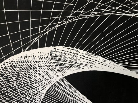 Black and white pendulum geometric painting