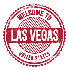 WELCOME TO LAS VEGAS - UNITED STATES, words written on red stamp