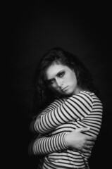 Naklejka premium beautiful girl with long flying hair