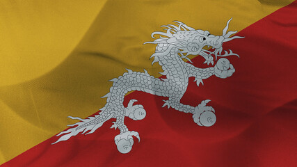 Close up 3d video 4k waving flag Bhoutan